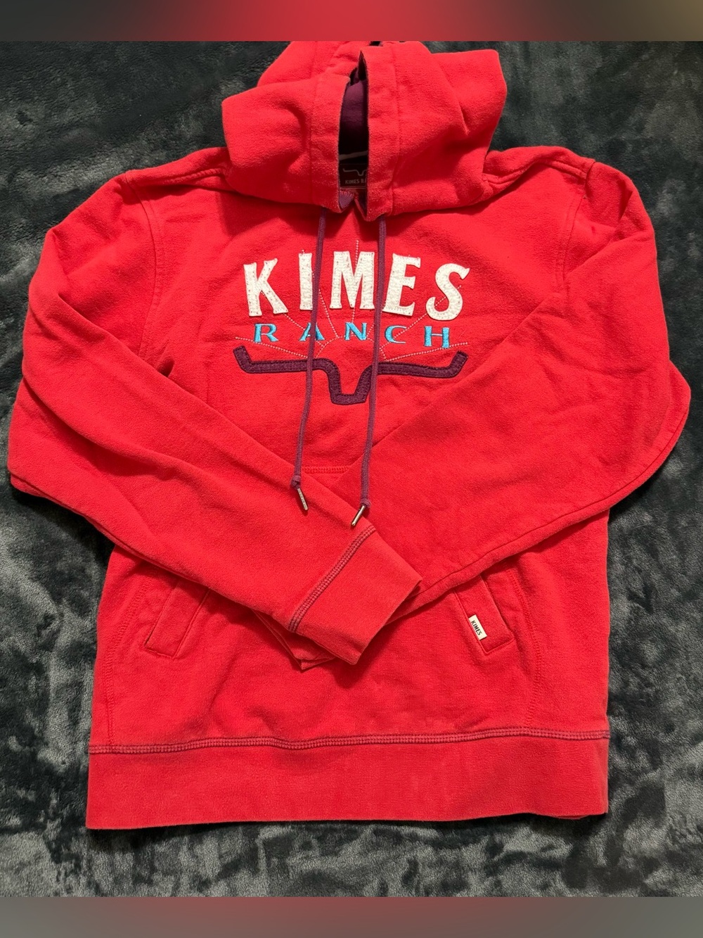Kimes Ranch Red Pullover Hoodie with Embroidered Logo